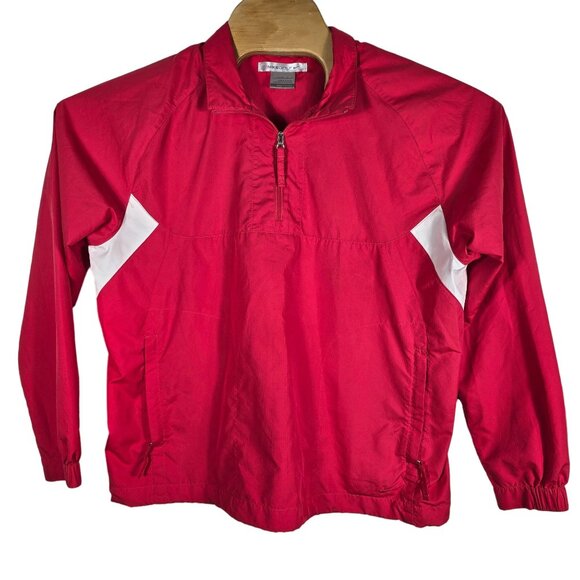 Nike Golf 1/4 Zip Pull Over Jacket Women's Large Red Long Sleeve Windbreaker - Picture 1 of 9
